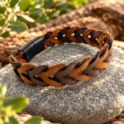Lederarmband FARANAH – Zwei Farben, kunstvoll miteinander verwoben